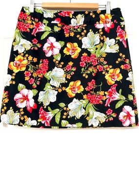 Rafaella Y2K Vintage 90s Black Tropical Floral Skirt Size 12